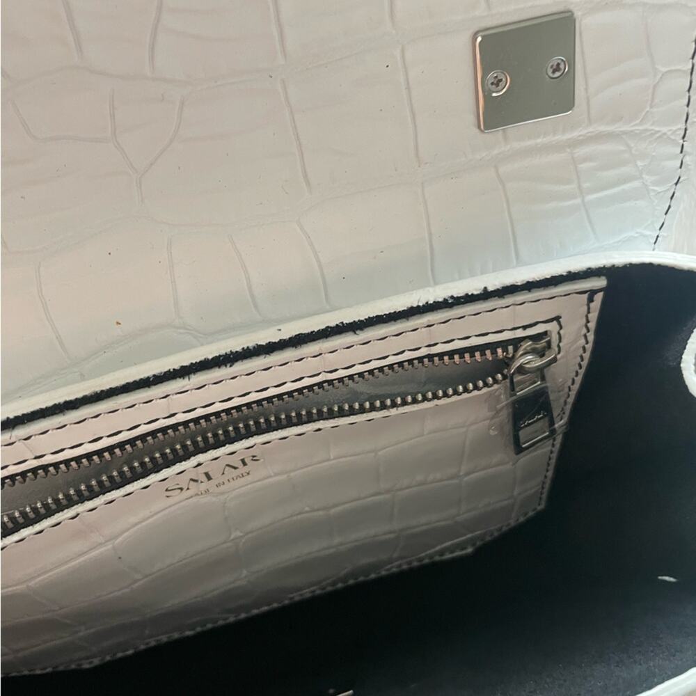 salar gigi white croc embossed leather crossbody shoulder bag purse handbag - Picture 7 of 8